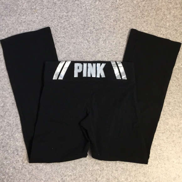 PINK Victoria's Secret Pants - PINK Yoga Pants w Silver & White Details